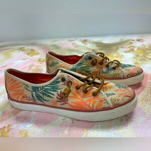 Sperry Women's Tropical Lace-Up Sneakers - Orange and Green
